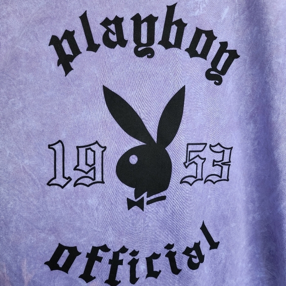 Playboy | Mineral Washed & Bleached Purple Tee Bunny Large Mens Large L Slim Fit - Picture 3 of 6